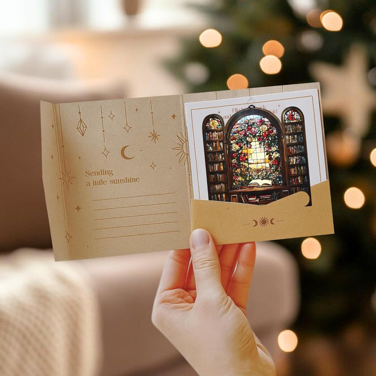 Flower Library Bookish Acrylic Suncatcher Stained Glass Effect Window Car Hanging Christmas