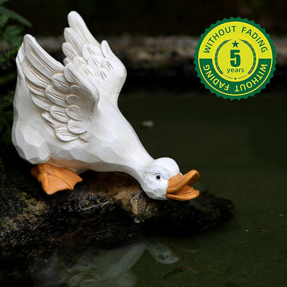 Duck Yard Decorations Outdoor Ornaments Set of 3, Resin Goose Sculpture Statue Front Porch Garden