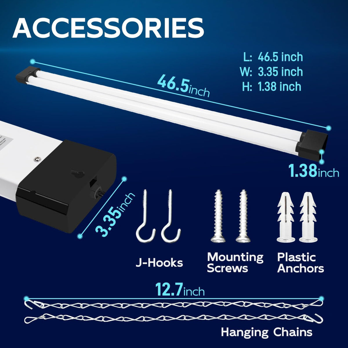 hykolity 1 Pack 4FT Linkable LED Shop Light for Garage, 6500lm, 4FT 60W Utility Light Fixture