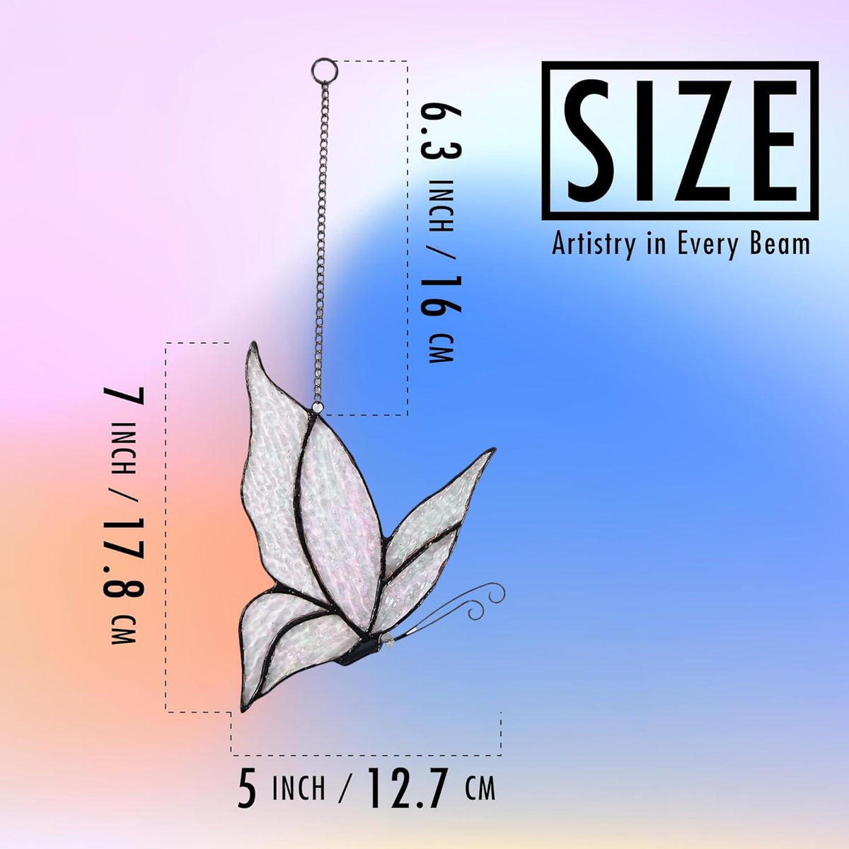Holographic Butterfly Sun Catcher Stained Glass Window Hanging, 7 * 5 inches Stained Glass