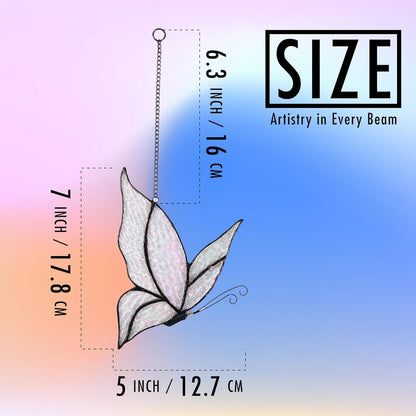 Holographic Butterfly Sun Catcher Stained Glass Window Hanging, 7 * 5 inches Stained Glass