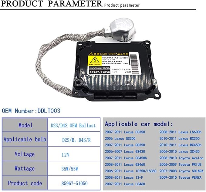 O-NEX Xenon D2S D4S 35W HID Ballast DDLT003 Factory OEM Direct Replacement Control Unit Module for