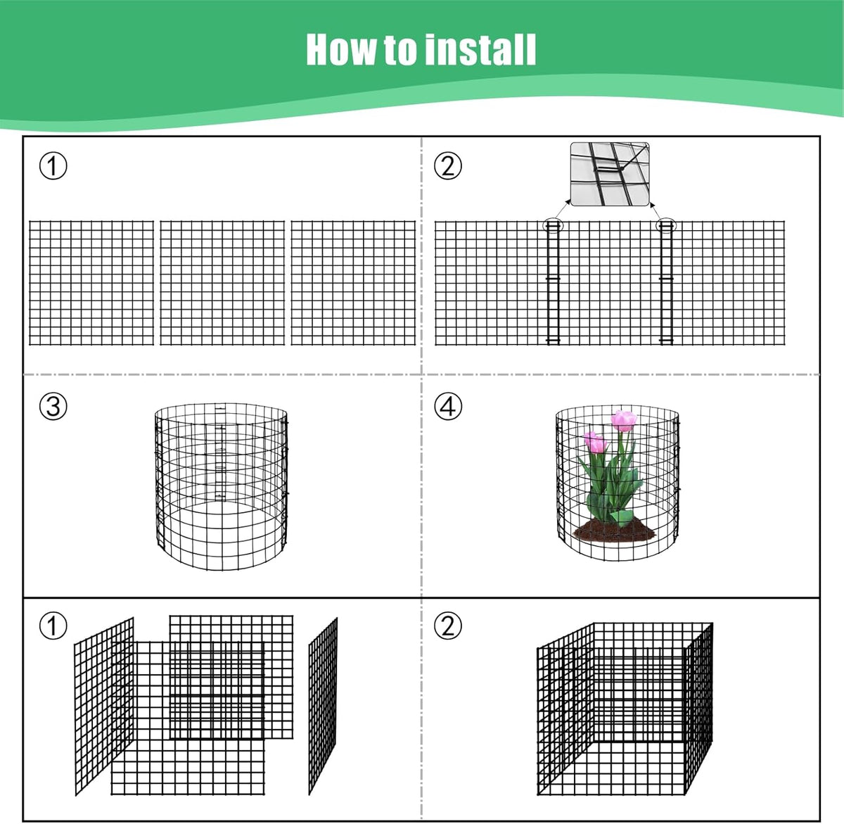 Eunika 8 Pack Round Plant Protector from Animals,24 Pcs 12" x 12" Metal Mesh to Keep Animals Out