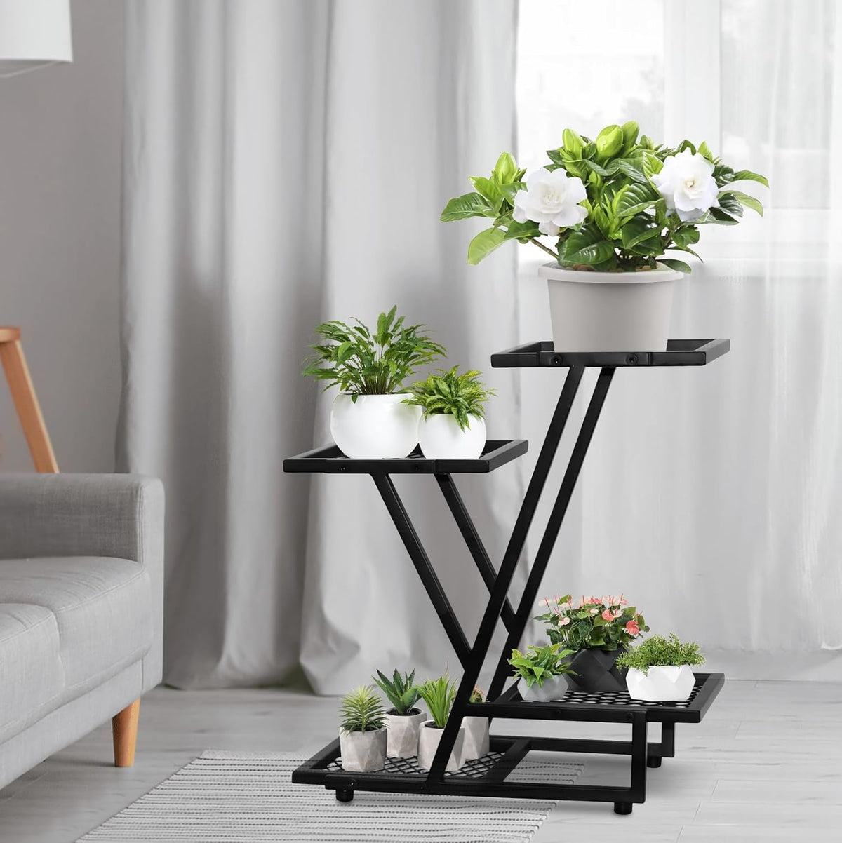 2Pack，4Tier plant stand，outdoor plant stands for patio，Planter Display ShelvingIndoor