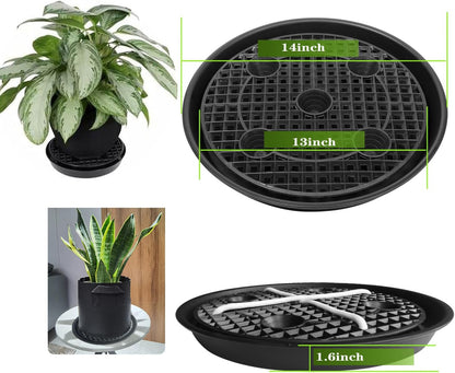 Plastic Plant Saucer Stand,4-Pack 14 inch, Elevated Plant Saucer Self-Watering Fabric Pot Base, Use