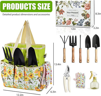 Gardening Tools Set Set for Women, 10 Pieces Heavy Duty Gardening Hand Tools with Storage Handbag