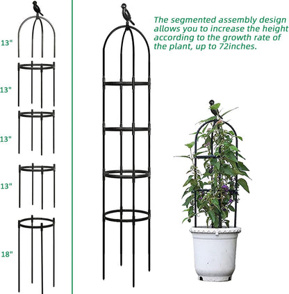 6ft Garden Obelisk Trellis for Climbing Plants-Rustproof Metal Pipe with Heavy Duty Plastic Coated
