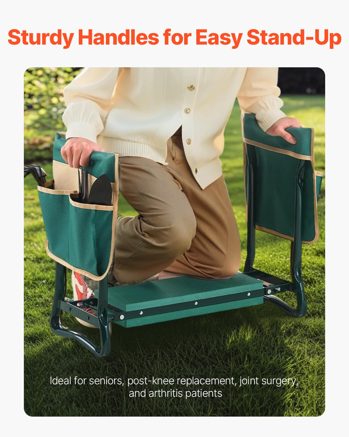 VEVOR Garden Kneeler and Seat Heavy Duty, Portable Garden Stool with 6'' EVA Kneeling Pad and 2