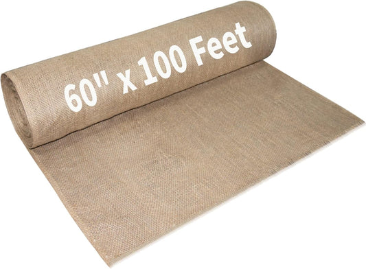 Garden Burlap Roll, 60" x 100 Feet Natural Jute Burlap Fabric Roll for Gardening Raised Bed