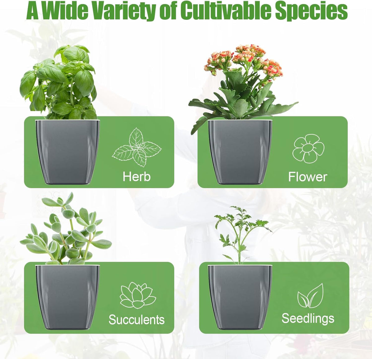 8 Pack 4-inch Plant Pots Indoor Garden Decorative Flower pots Small Self-Watering Planters for