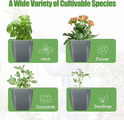 8 Pack 4-inch Plant Pots Indoor Garden Decorative Flower pots Small Self-Watering Planters for