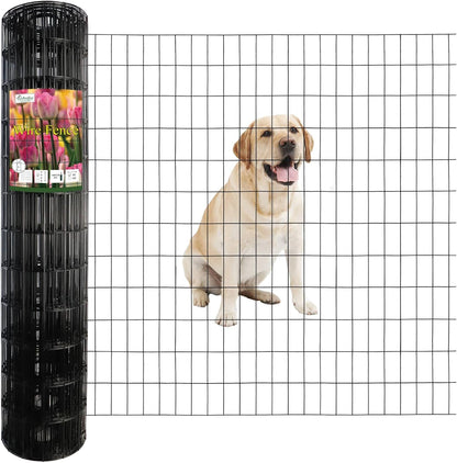 Black PVC Coated Welded Wire Fence 48 Inch x 50 Foot, 2 Inch x 4 Inch 14GA, Garden Border Fencing