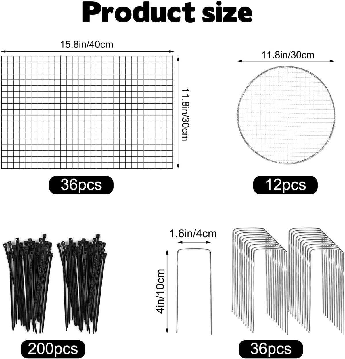 12 Sets of 16'' x 12'' Garden Plant Protectors from Animals With Detachable Covers ,36Pcs Metal