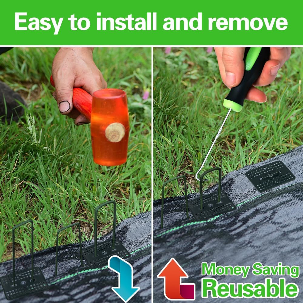 Bakulyor 100 Pcs Green Artificial Turf Stakes Anchor + 100 Pcs Buffer Washer, 6 Inch 11 Gauge