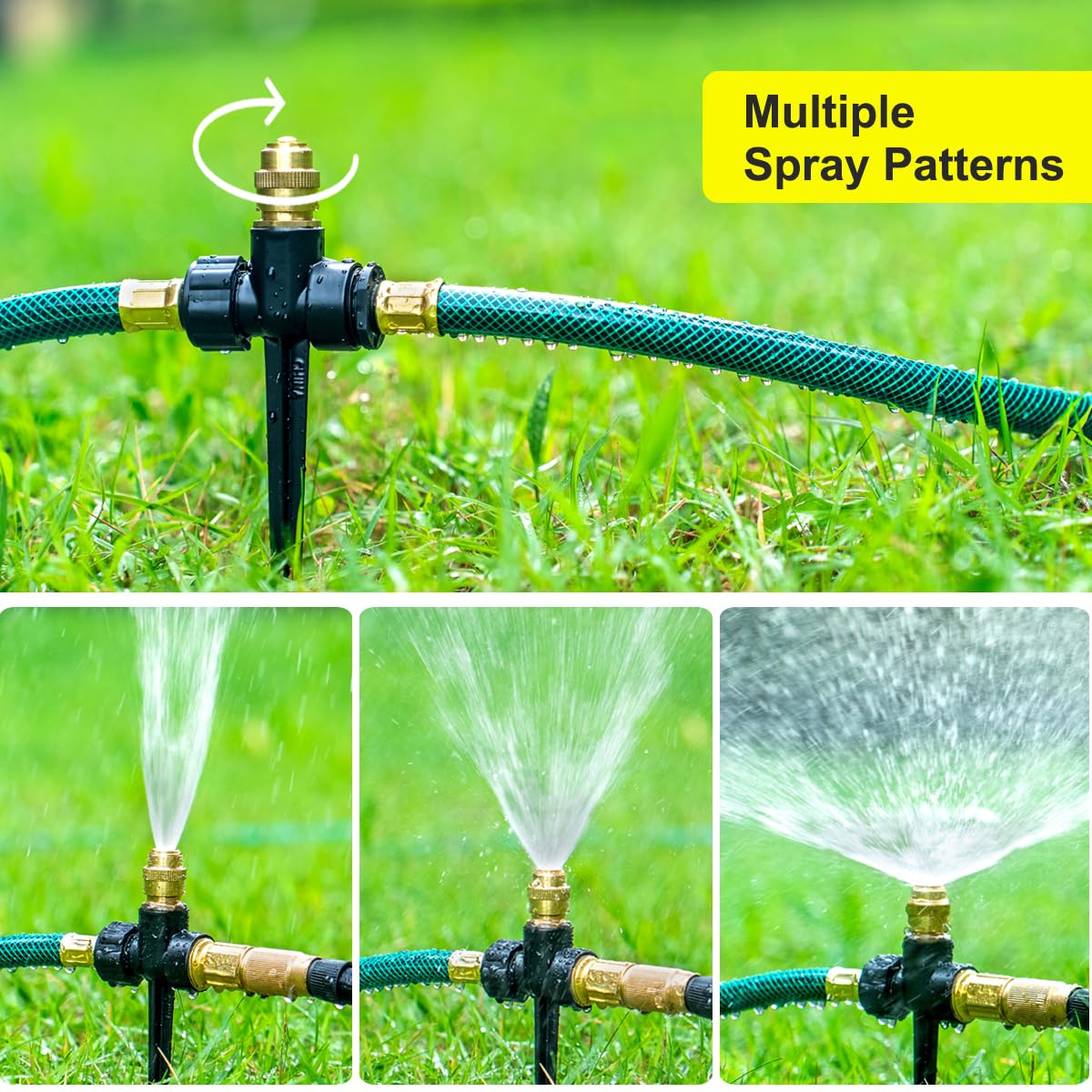 FANHAO Above Ground Irrigation Garden Sprinkler System, Metal Adjustable Garden Sprinkler Set, 360