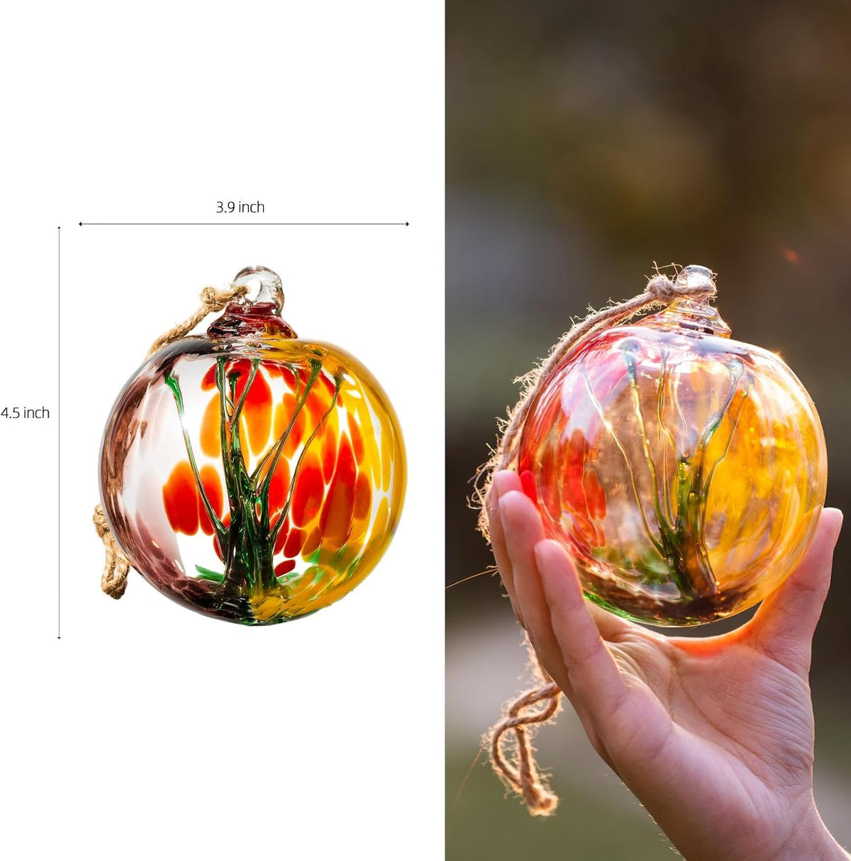 4” Tree of Life Witch Balls, Gazing Balls Hanging Friendship Balls, Hand-Blown Glass Christmas
