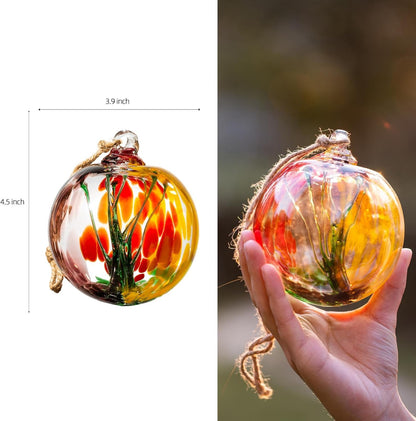 4” Tree of Life Witch Balls, Gazing Balls Hanging Friendship Balls, Hand-Blown Glass Christmas