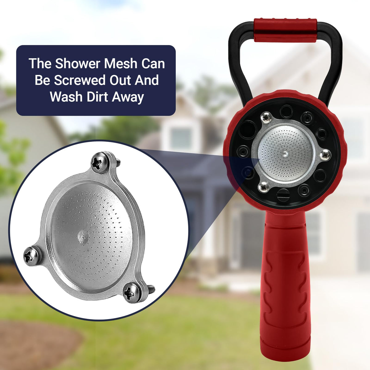 HugeDawn Garden Hose Nozzle, 6 Spray Patterns Heavy Duty Metal Water Nozzle with High Pressure for