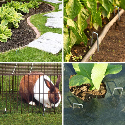 100 Pack 12" Garden Stakes Pins,Heavy Duty Garden Landscape Staples Stakes Pins Galvanized