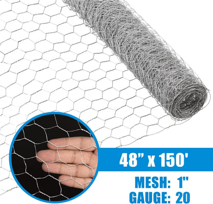 Fencer Wire 20 Gauge Chicken Wire Fence, Galvanized Poultry Hexagonal Netting Crafting, Chicken