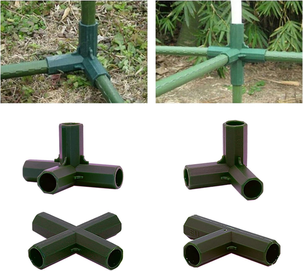12PCS Fitting 16MM 4 Types Stable Support Heavy Duty Greenhouse Frame Building Connector Black