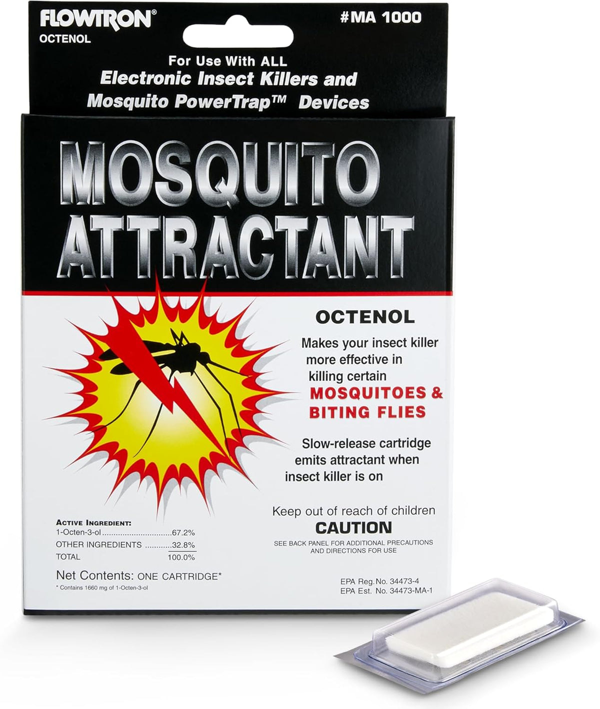 Flowtron MA-1000 Octenol Mosquito Attractant Cartridge, Compatible with BK-15, BK-40, BK-80