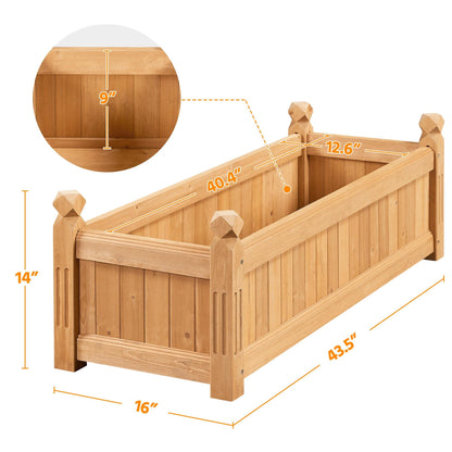Yaheetech 43.5" Wooden Raised Garden Bed Rectangular Planter Box, 1pcs