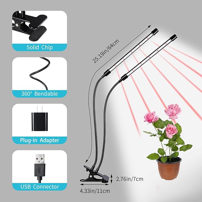 Grow Lights for Indoor Plants, 84LEDs Clip Plant Lights, Full Spectrum LED Plant Growing Lamps with
