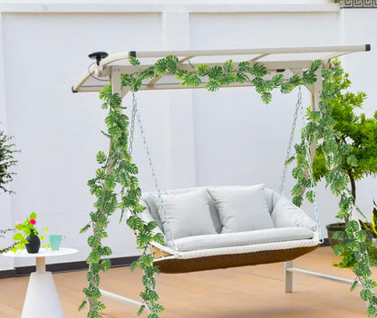 RECUTMS 2Pcs Artificial Monstera Leaf Vines 5.9FT Fake Hanging Plants Ivy Faux Tropical Palm Leaves