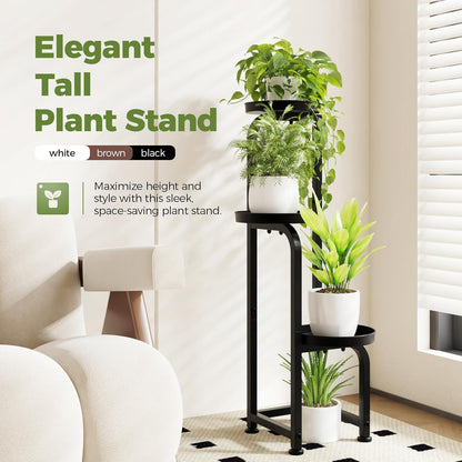 Bamworld Tall Plant Stand Indoor Outdoor, Corner Metal Flower Pot Stands for Multiple Plants, 3