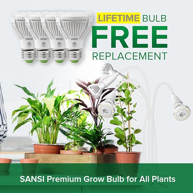 SANSI LED Grow Lights for Indoor Plants, 600W Full Spectrum Clip-on Gooseneck Grow Light with