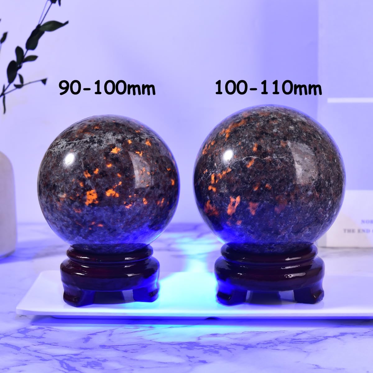 Large Yooperlite Sphere Natural Yooperlite Stone Healing Crystal Ball with Stand Energy Meditation