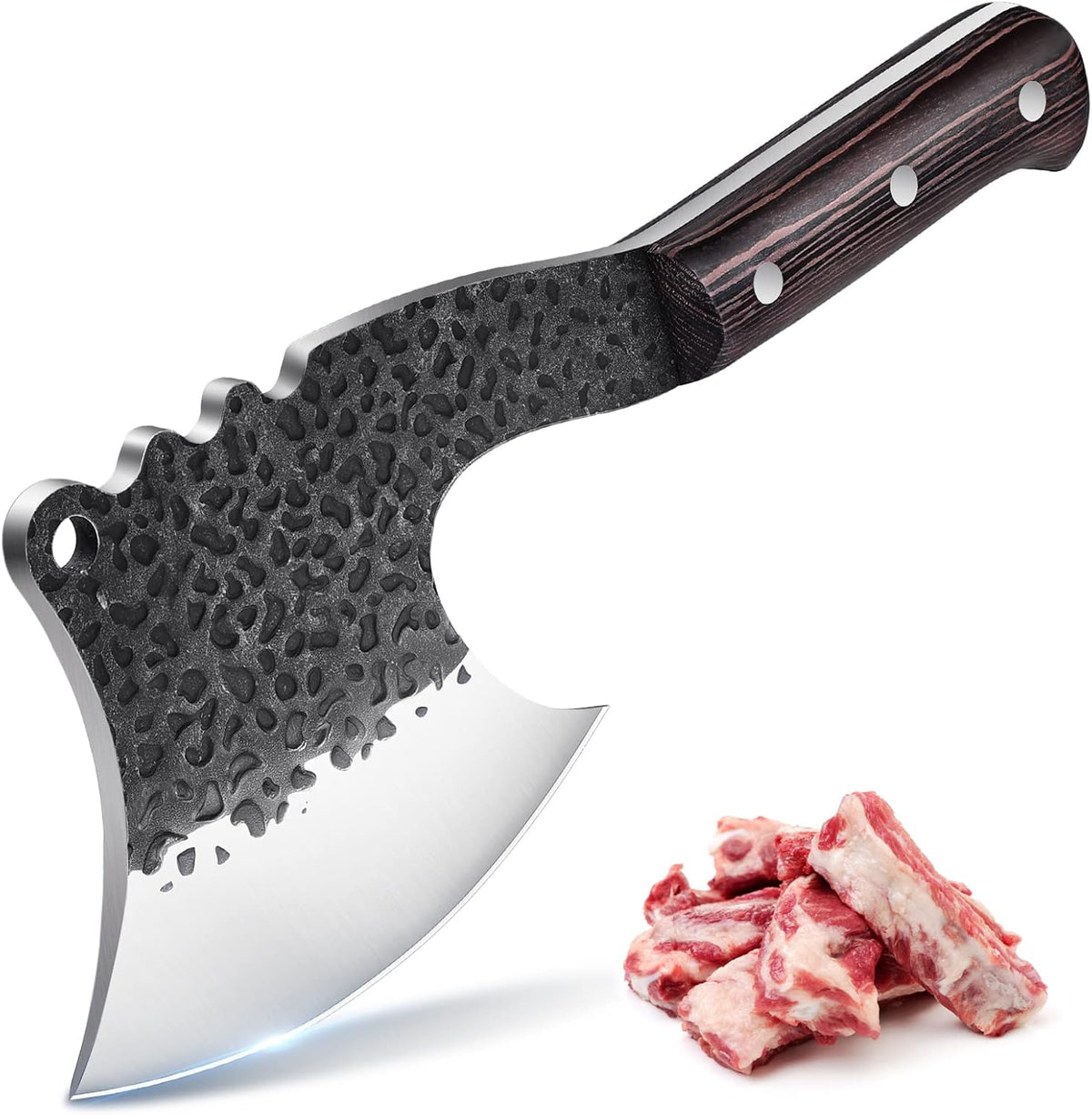 ROCOCO Meat Bone Cleaver Knife for Meat Cutting Handmade Heavy Duty Butcher Axes Hand Forged Full
