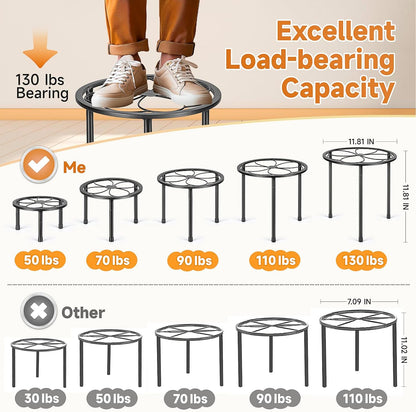 5 Pack Metal Plant Stand, Anti-Rust Iron Plant Stands for Indoor and Outdoor, Heavy Duty Flower Pot