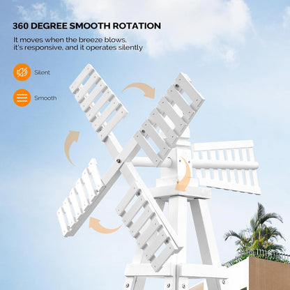 Wooden Windmill, Weather-Proof Wind Spinner, Outdoor Wind Mill for Garden Lawn Patio Decoration