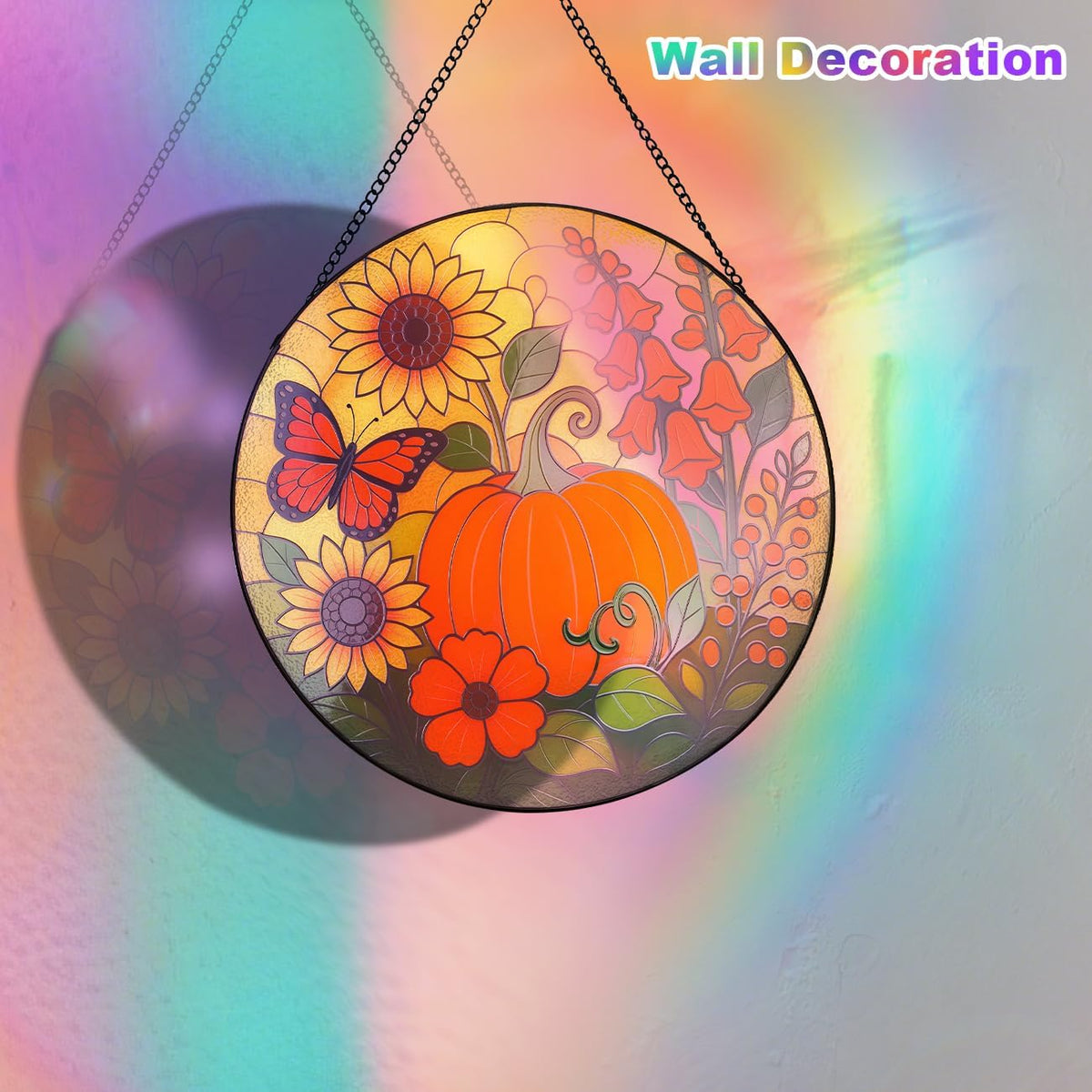 Pumpkin Suncatcher for Window Hanging - Stained Glass Window Hanging, Pumpkin Decor for
