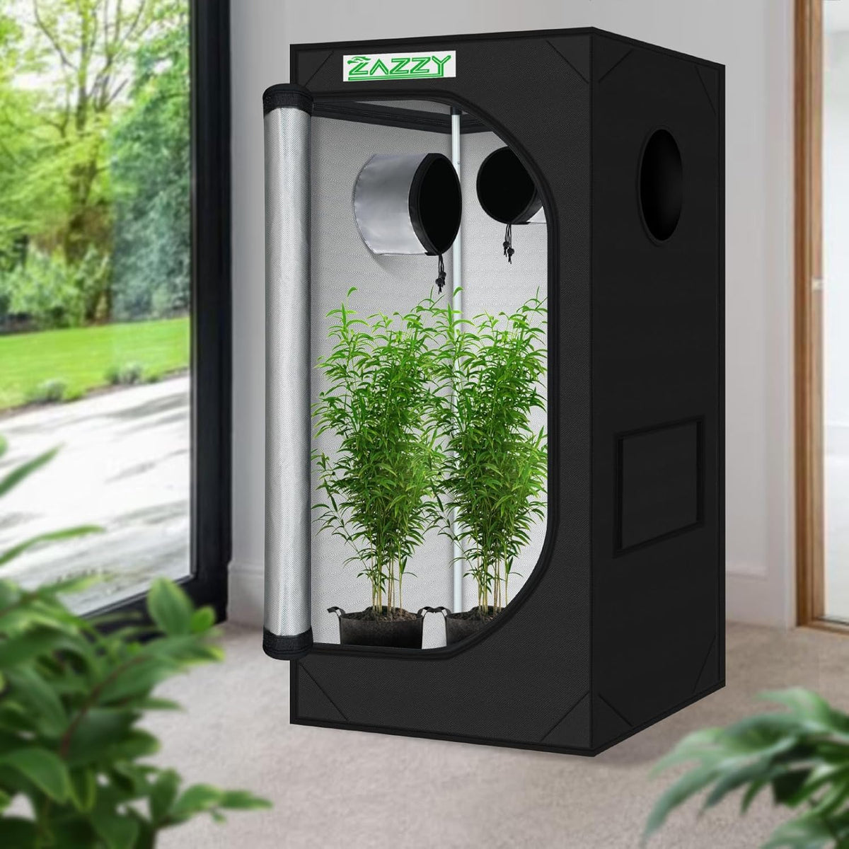 zazzy 2x2 Grow Tent 24"x24"x48"600D Mylar Hydroponic Indoor Plant Grow Tents with Observation