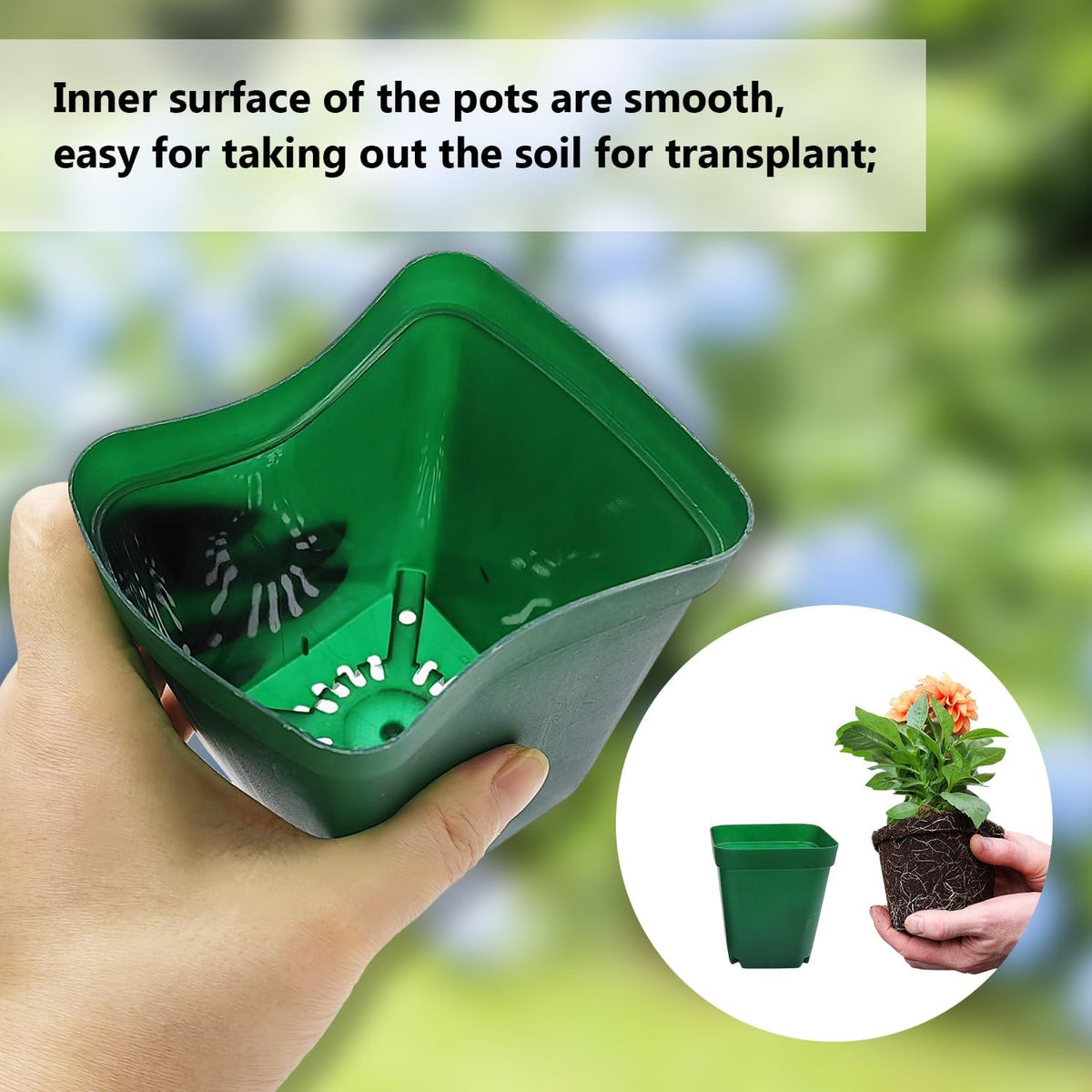 Square Nursery Seedling Pot 3.5 Inches 90 Pcs, Small Nursery Pot Plastic Thick and Sturdy Seed