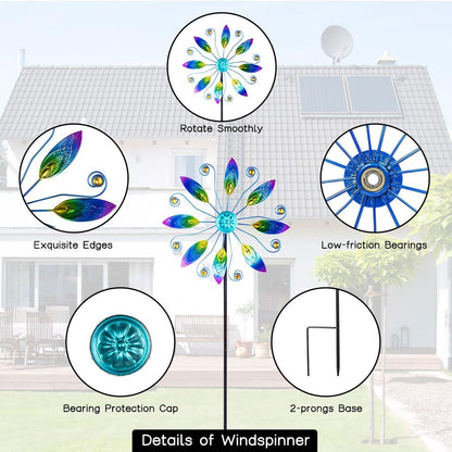Metal Wind Spinners Outdoor 10” Dia Wind Spinners for Yard and Garden Kinetic Windmill Waterproof