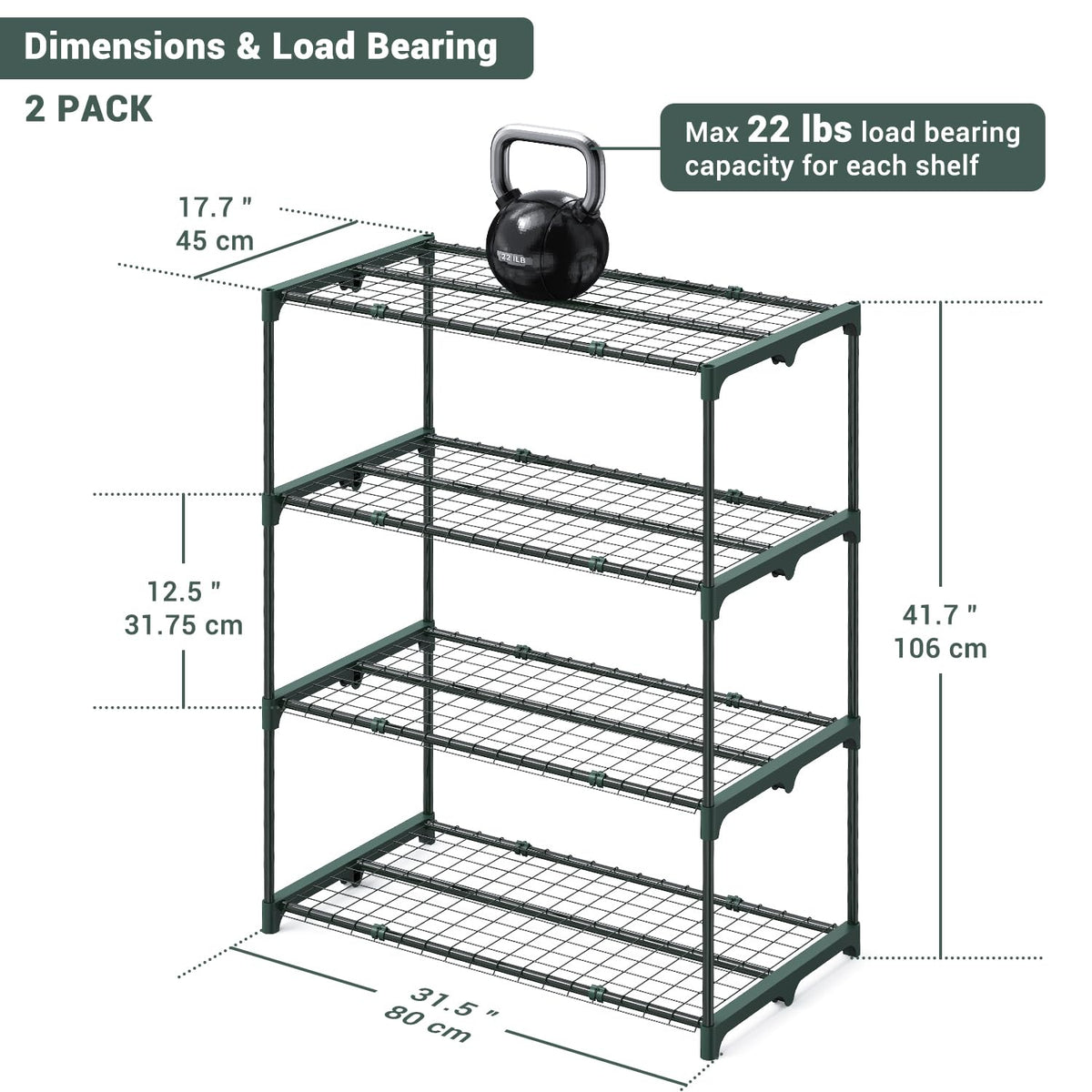 Ohuhu Plant Greenhouse Shelves 4 Tier 2 Pack Extra-Wide Stable Green House Shelving for Outdoor