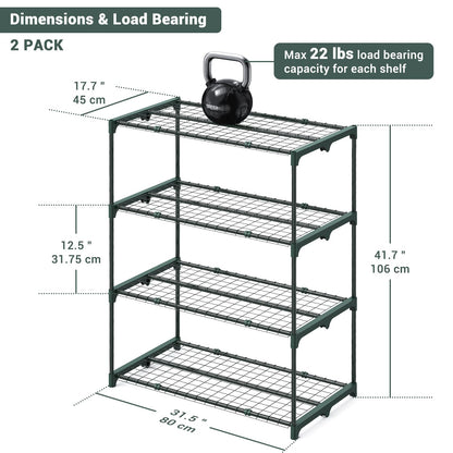 Ohuhu Plant Greenhouse Shelves 4 Tier 2 Pack Extra-Wide Stable Green House Shelving for Outdoor