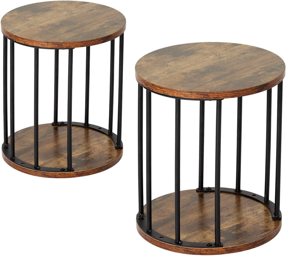 HDANI Wooden Stool Set of 2 for Kids, Adults - 300lbs Load Capacity Garden Round Wood Stool