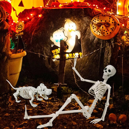 YUJUN 36'' Halloween Skeleton Decoration with Dog Skeleton, 3ft Full Body Posable Skeleton