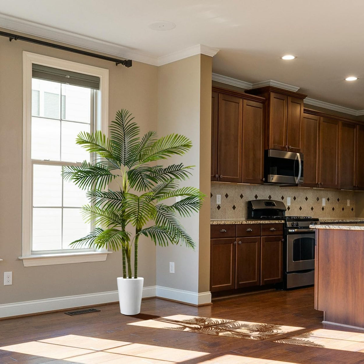 Artificial Palm Tree, 7ft Fake Areca Palm Plant with Basket, Large Faux Phoenix Palm UV Resistant