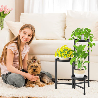 iDavosic.ly Plant Stand Indoor Outdoor, 3 Tier Corner Metal Flower Display Holder Shelf, Folding