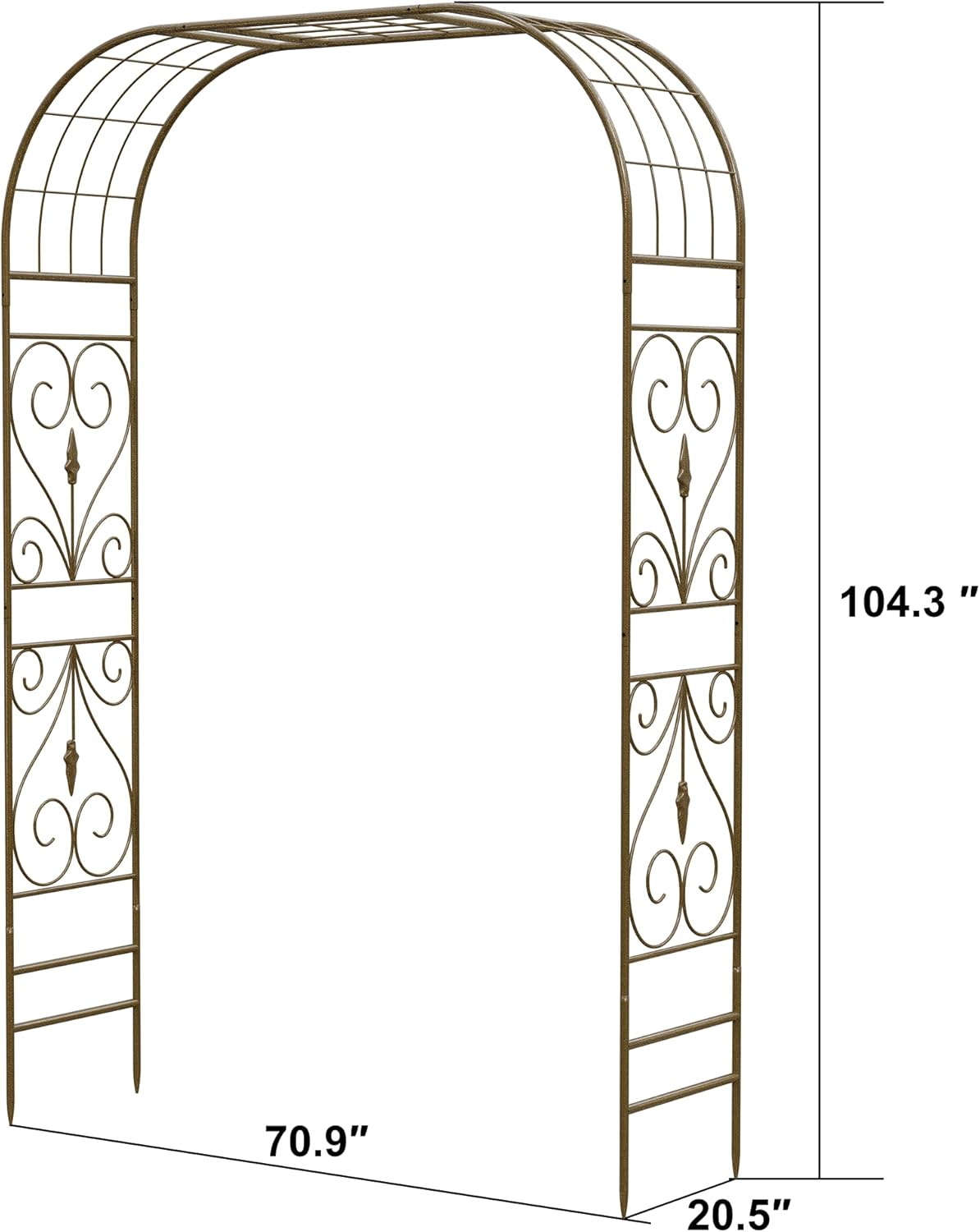 Jardineer Metal Garden Arbor,104.3-Inch Tall,Flat-Top Wrought Iron Outdoor Archway,Heavy-Duty