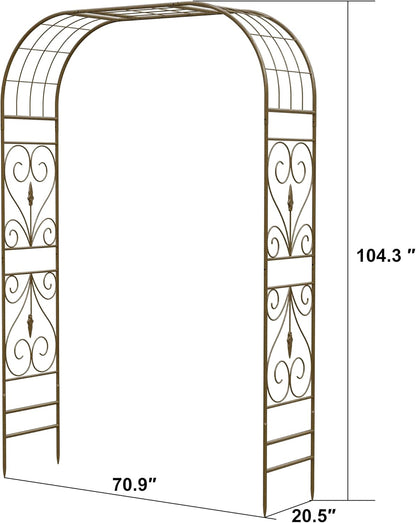 Jardineer Metal Garden Arbor,104.3-Inch Tall,Flat-Top Wrought Iron Outdoor Archway,Heavy-Duty