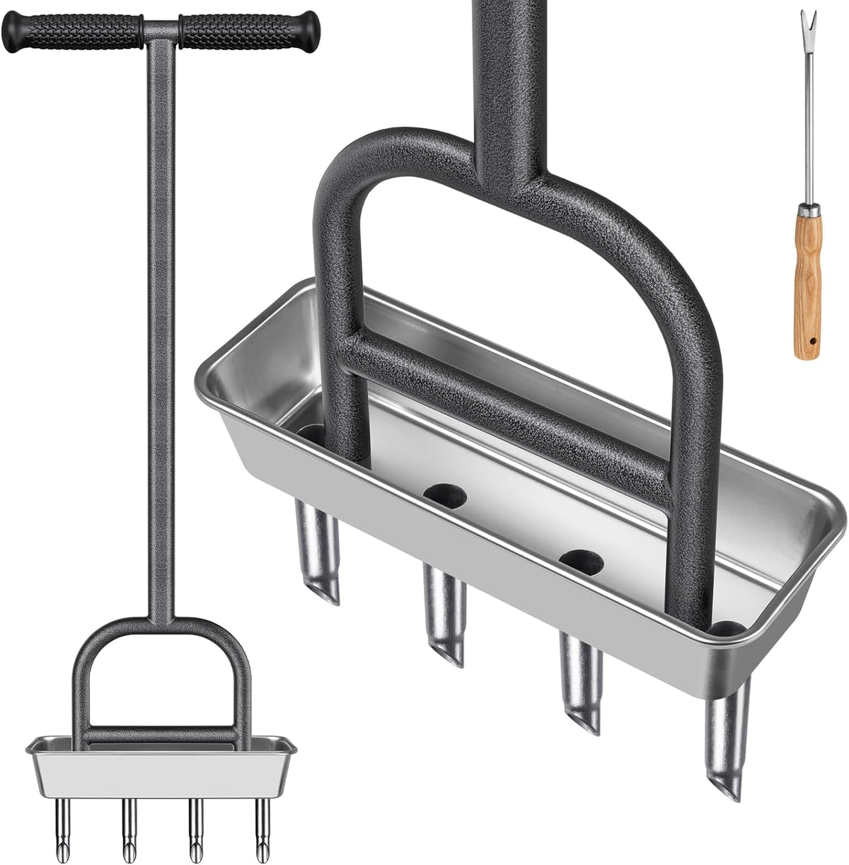 Dolibest Lawn Coring Aerator, Manual Grass Aerating Tool with Stainless Steel Soil Core Storage