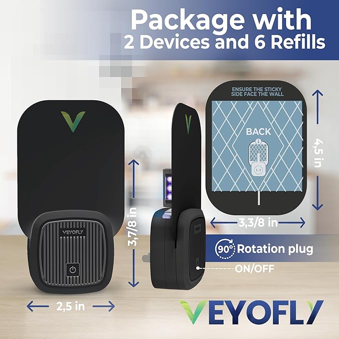 VEYOFLY Fly Trap Indoor, Fruit Fly Traps for Indoors, (2 Device + 6 Refills) Gnat Traps for House
