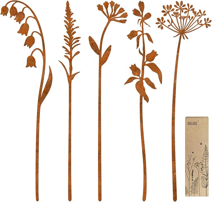 Metal Flowers for Outside,Decorative Garden Stakes,Flower Bed Decor Plant Stakes,Metal Art for